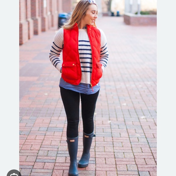 J.Crew Red Quilted Down Womens Vests - Picture 1 of 15